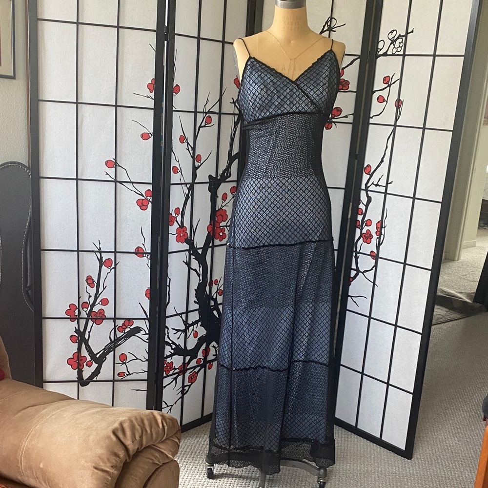 Chic Black Mesh Maxi Dress